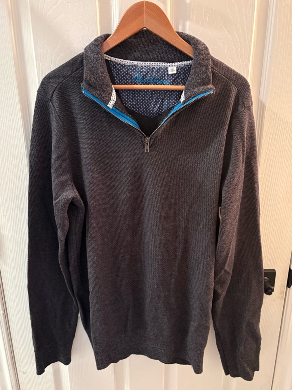 Robert Graham Charcoal Half-Zip Sweater with Blue Trim